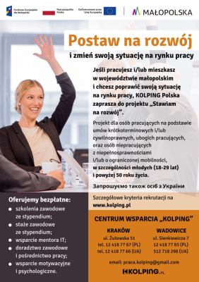 Zaproszenie do udziału w projekcie „Stawiam na rozwój” Kolping Polska